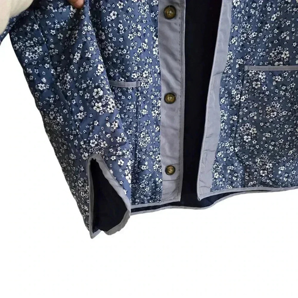 Sabrina Lauren Reversible Quilted Jacket Floral/ Blue Size 3XL - Picture 3 of 10